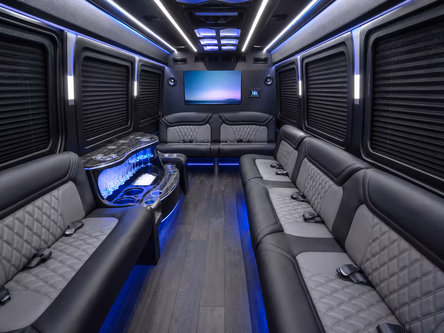 kirkland 28 passenger party bus interior